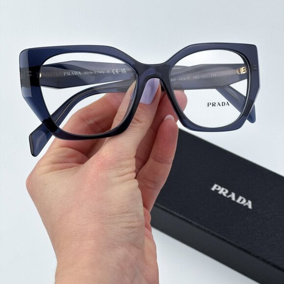 Prada Women BRAND NEW Eyeglasses Blue Crystal Cat Eye PR18WV 08Q1O1